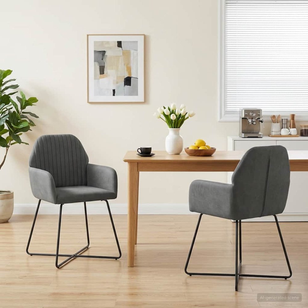 vidaXL Matstolar 2 pcs Sammet Mörkgrå 55 x 50 x 84 cm
