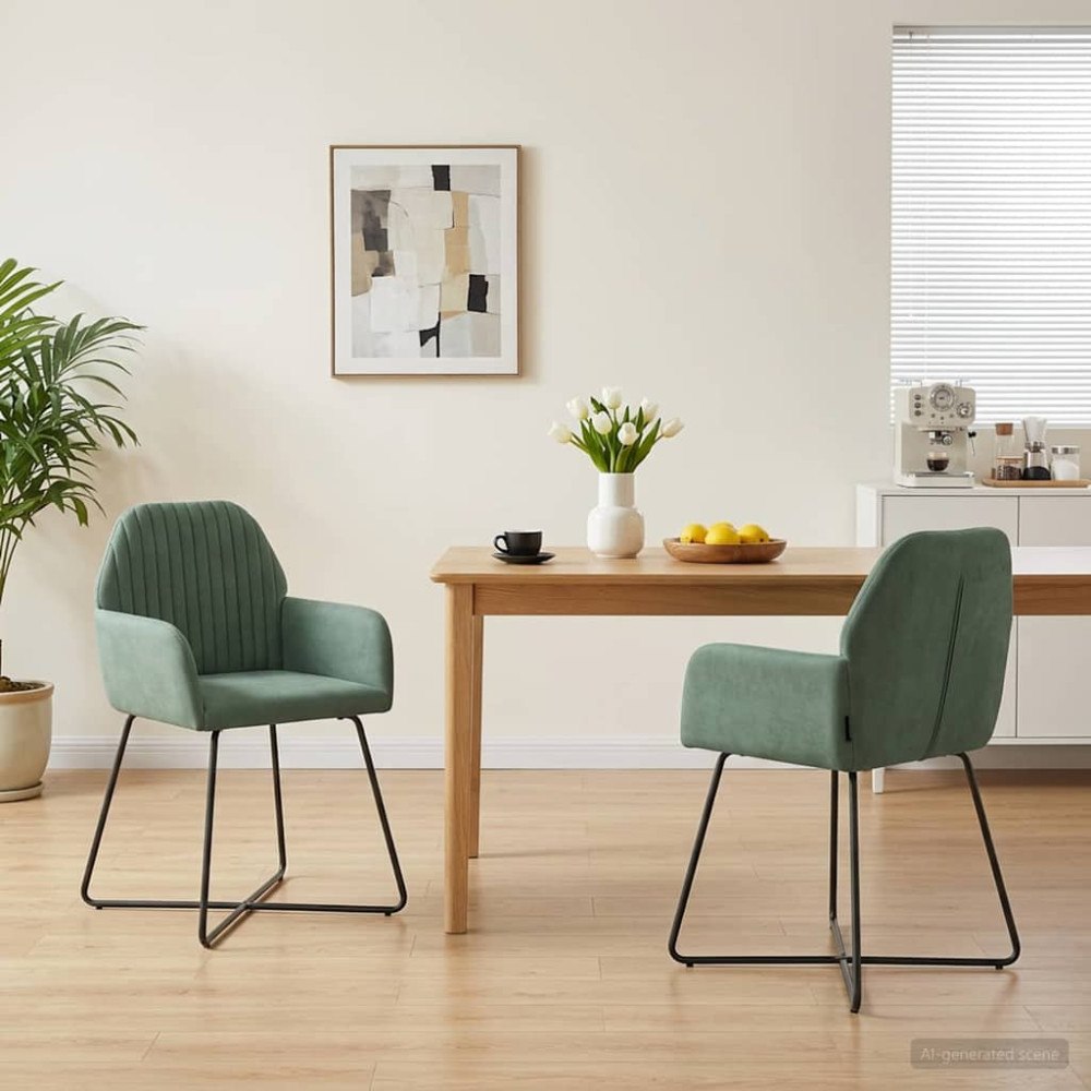 vidaXL Matstolar 2 pcs Sammet Havgrön 55 x 50 x 84 cm