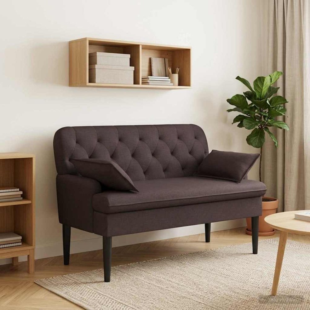 vidaXL Loveseat med knapprapport Mörkbrun 111 x 68 x 80 cm Tyg