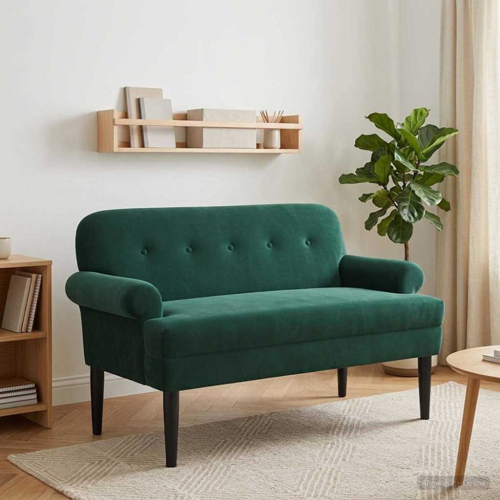 vidaXL Loveseat med knapprapport Mörkgrön 120 x 66 x 78 cm Sammet
