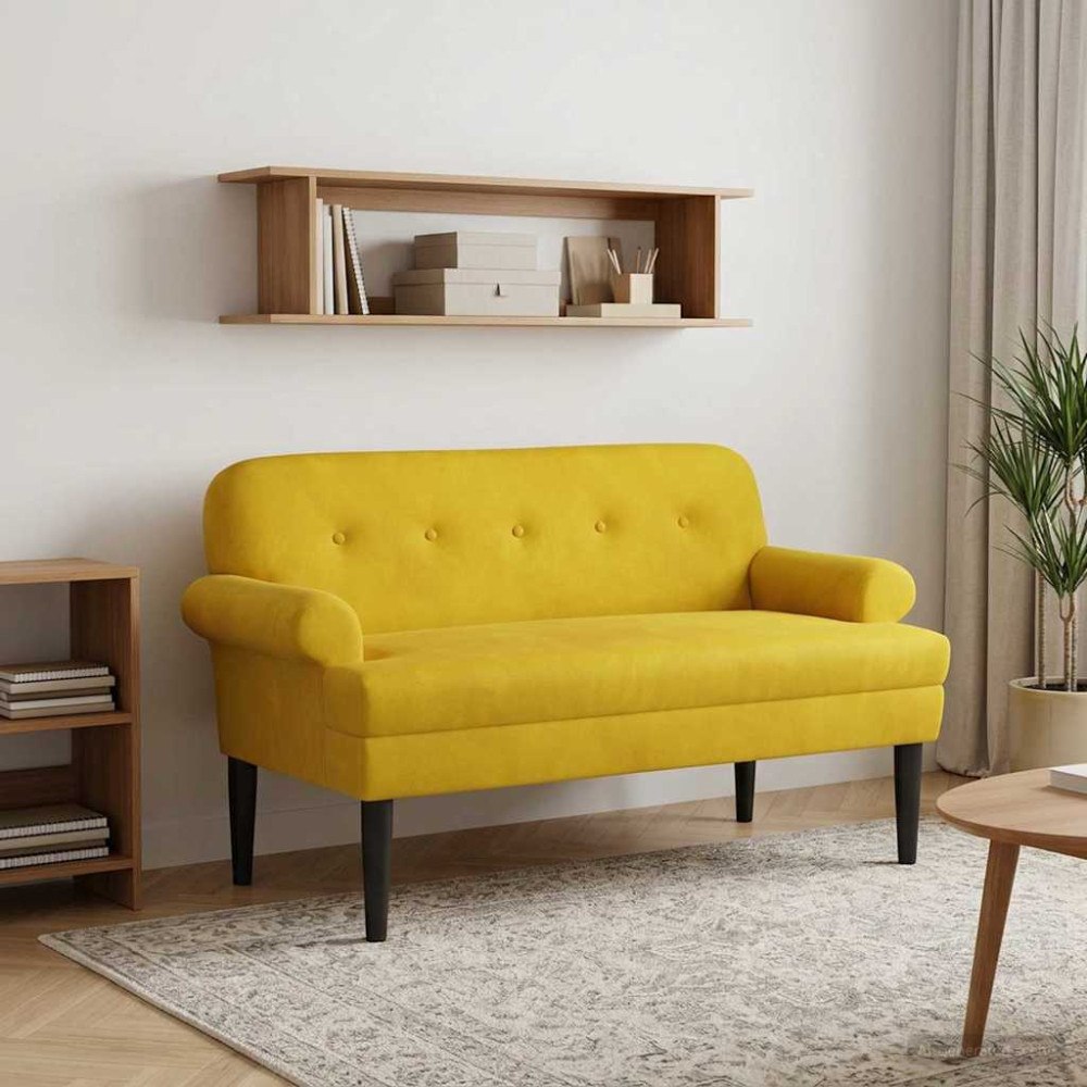 vidaXL Loveseat med knapprapport Gul 120 x 66 x 78 cm Sammet