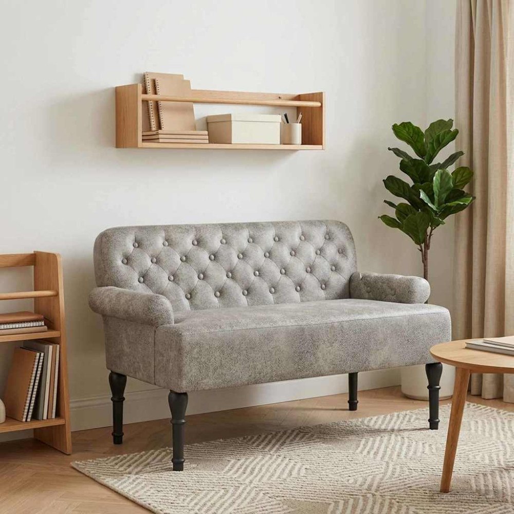 vidaXL Loveseat med knapprapport Ljusgrå 120 x 65 x 78 cm