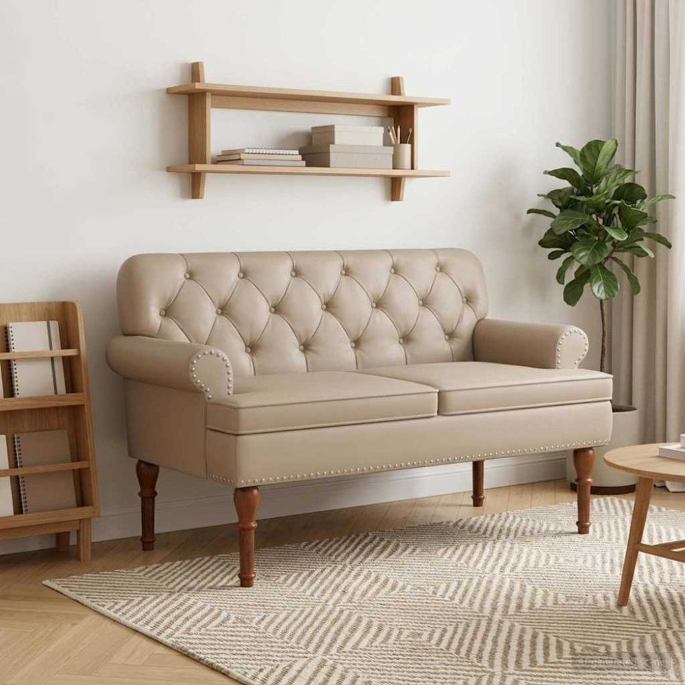 vidaXL Loveseat med knapprapport Cappuccino 120 x 65 x 77 cm