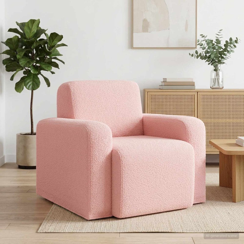 vidaXL Fåtölj Rosa Bouclé