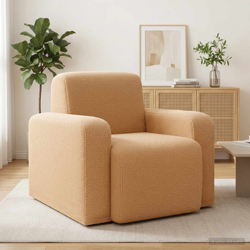 vidaXL Fåtölj Beige Bouclé