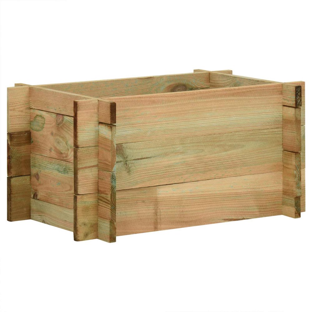 vidaXL Trädgårdsupphöjd Grönsaksbädd Grön 80 x 80 x 32 cm Massiv furu