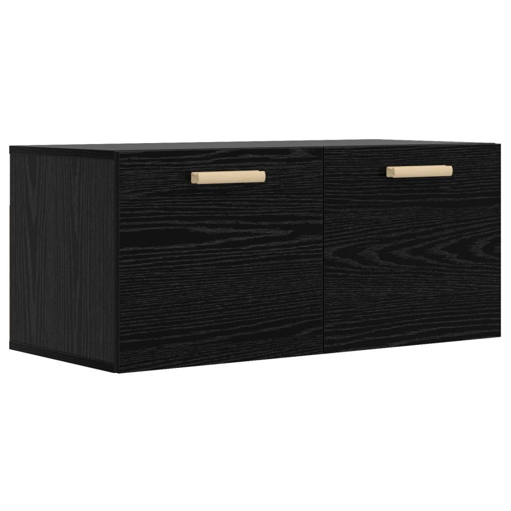 vidaXL Väggskåp Väggmonterat Svart ek 80 x 36,5 x 35 cm