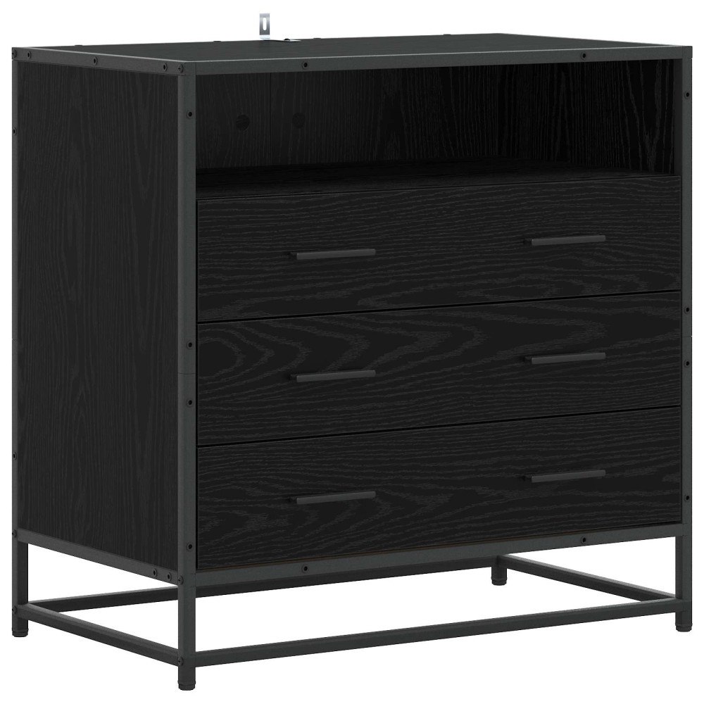 vidaXL Lådans skåp 3-Låda Svart ek 70 x 41 x 70 cm Konstruerat trä