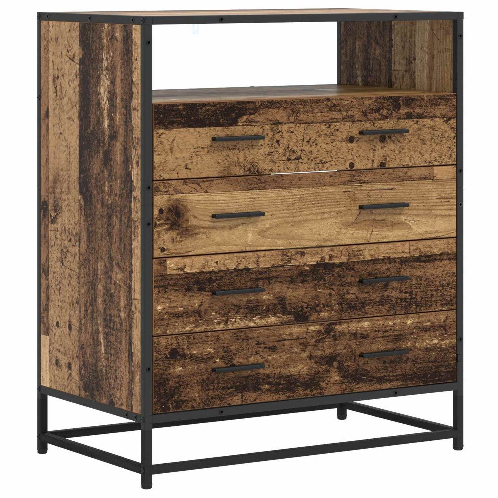 vidaXL Lådans skåp 4-Låda Gammalt trä 70 x 41 x 83,5 cm