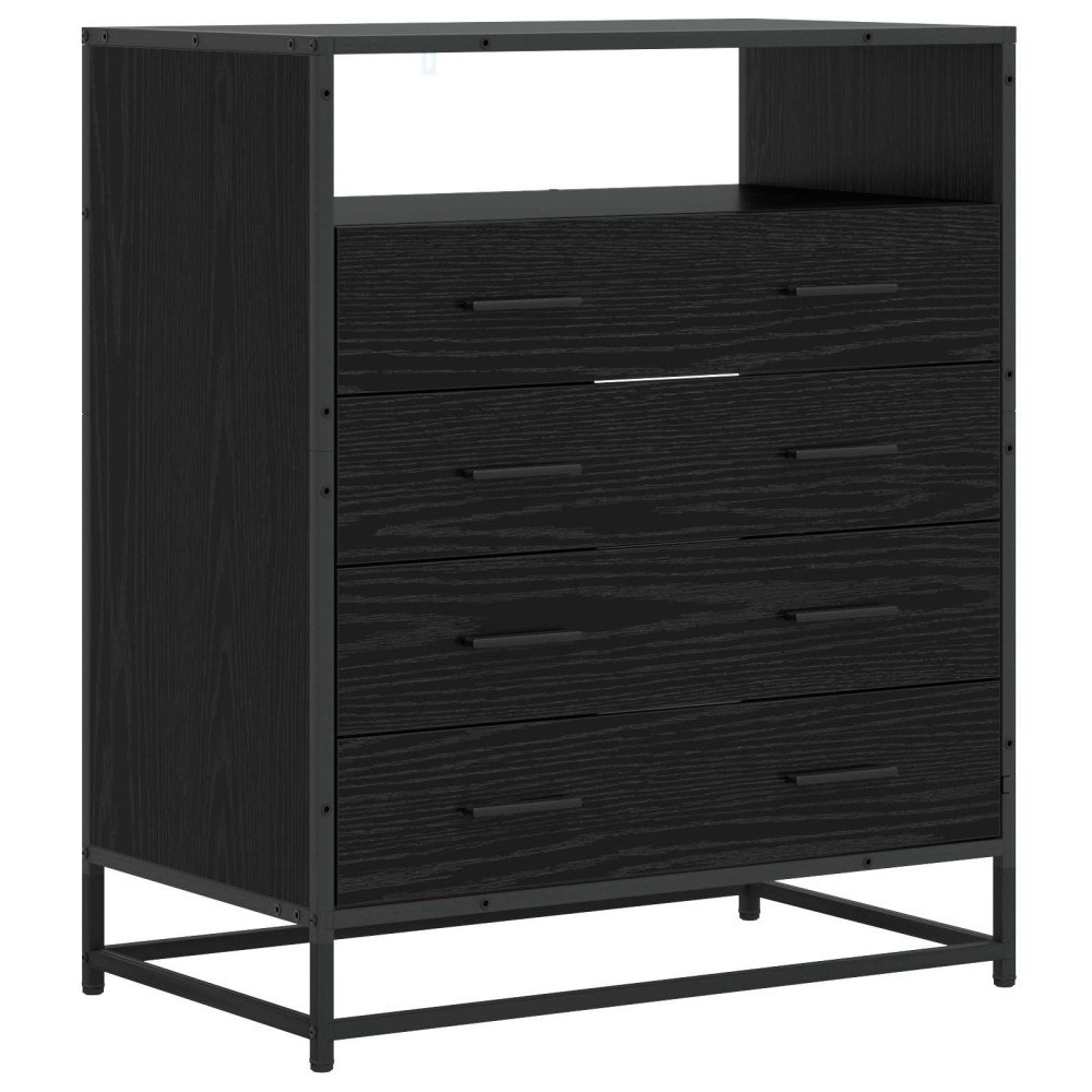 vidaXL Lådans skåp 4-Låda Svart ek 70 x 41 x 83,5 cm Konstruerat trä