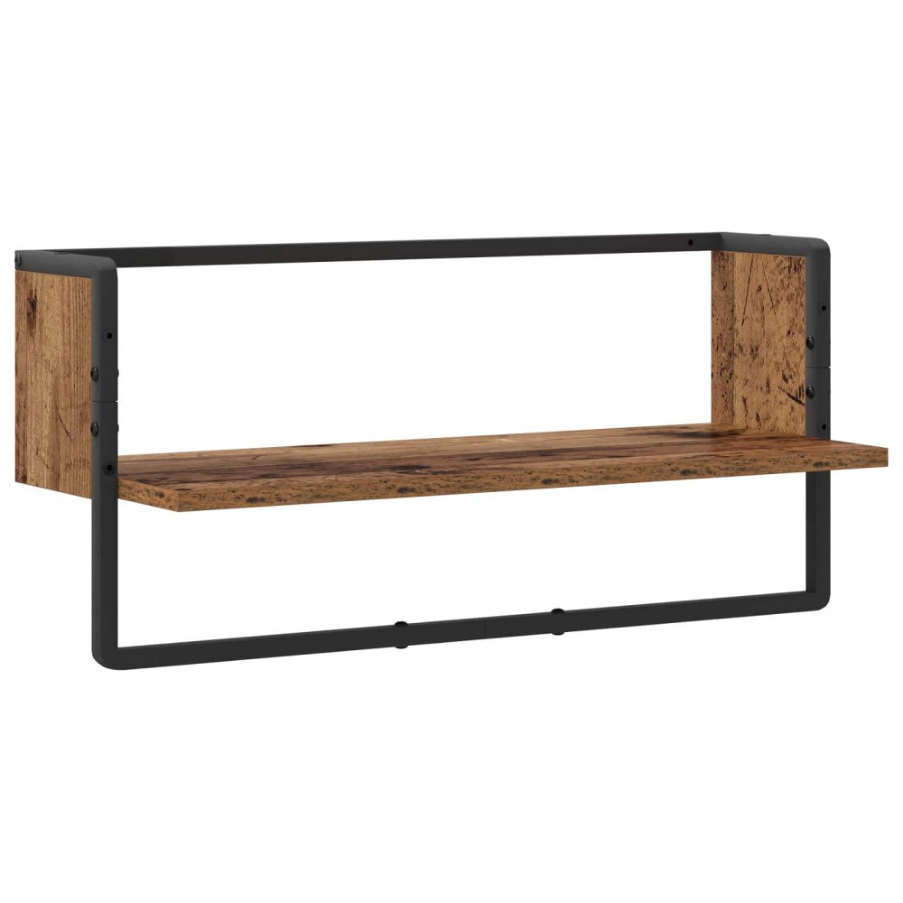 vidaXL Vägg hylla Väggmonterat Gammalt trä 65 x 25 x 30 cm metall PB