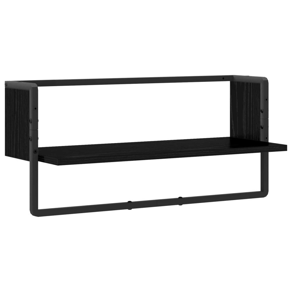 vidaXL Vägg hylla Väggmonterat Svart ek 65 x 25 x 30 cm metall PB