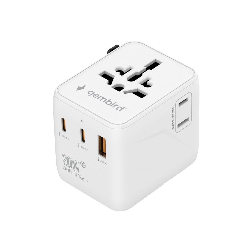 Gembird Gembird - strömkontaktadapter med USB-laddningsadapter