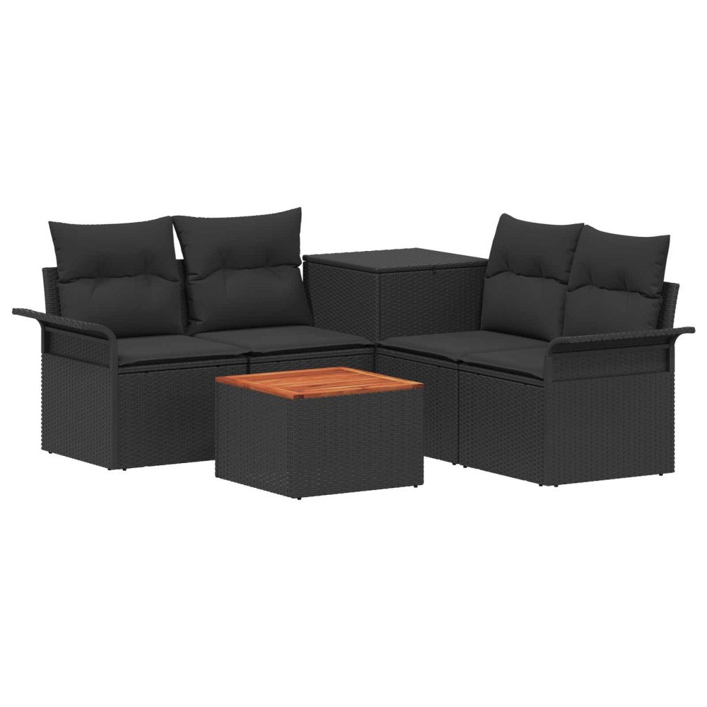 vidaXL Soffset 6 st 4-Antal sittplatser Svart Poly Rattan och stål