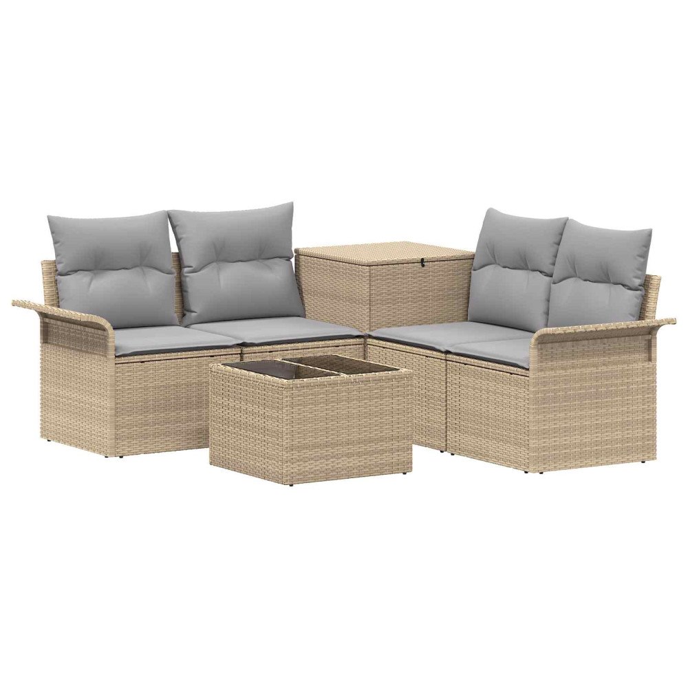 vidaXL Soffset 6 st 4-Antal sittplatser Beige och Ljusgrå