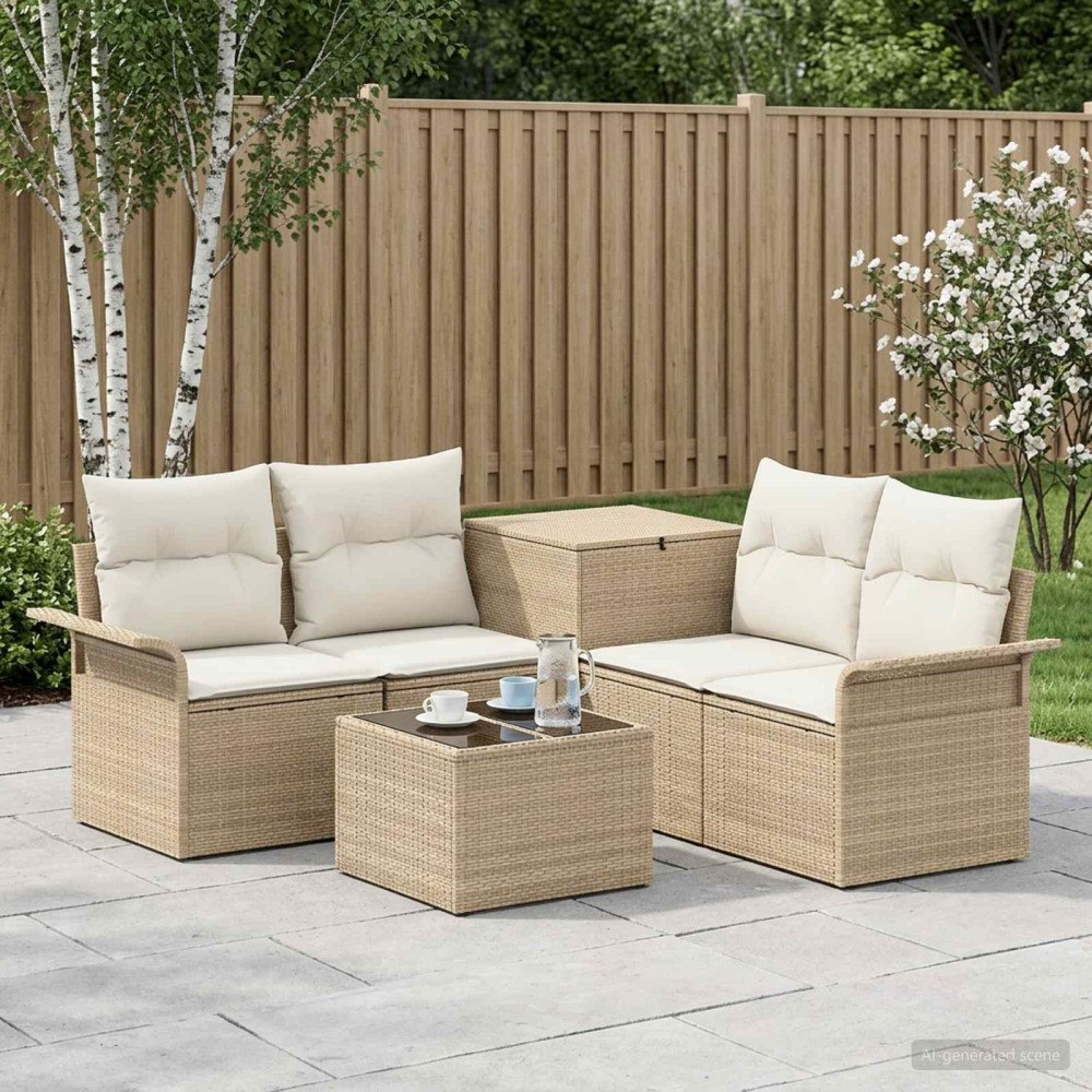 vidaXL Soffset 6 st 4-Antal sittplatser Beige och krämvit