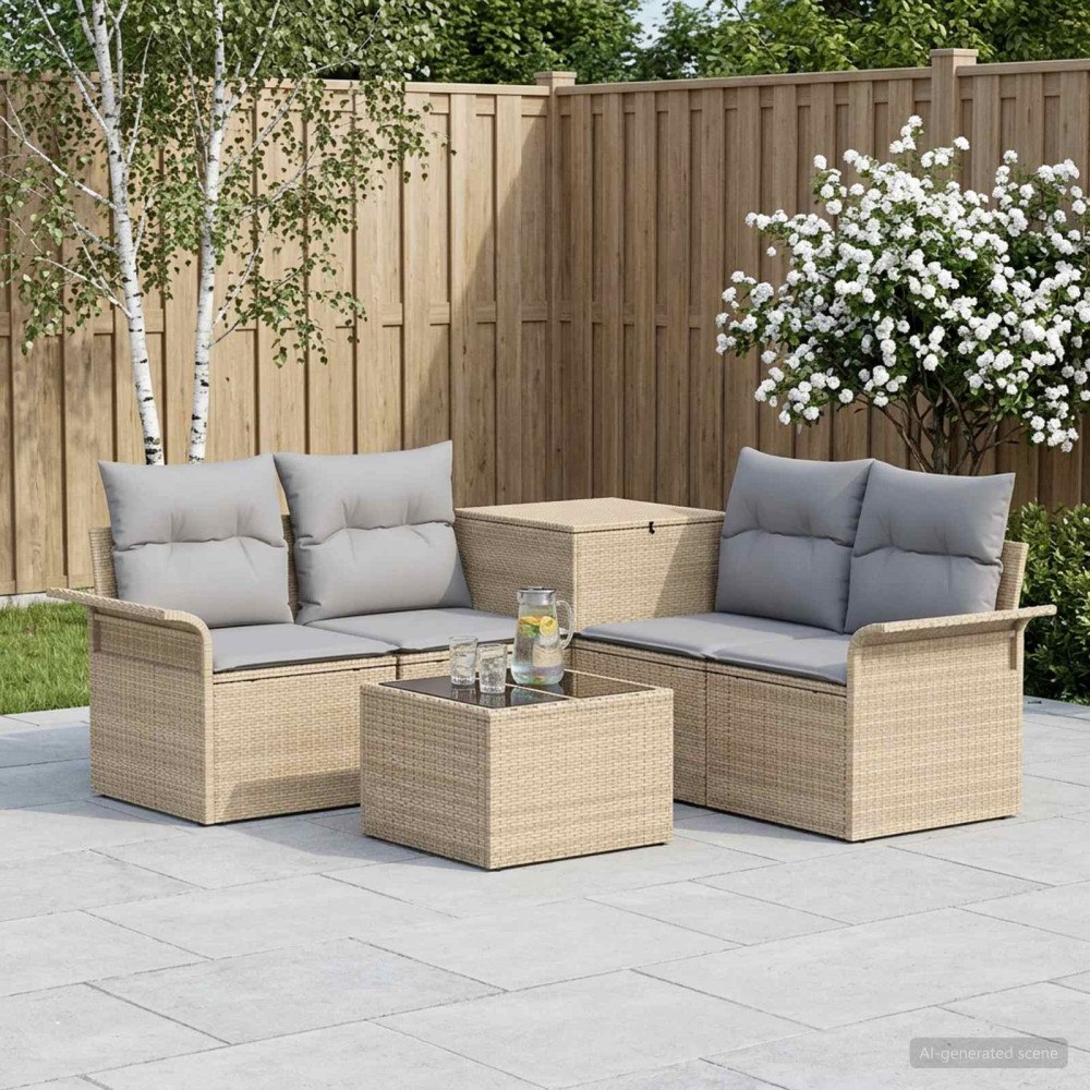 vidaXL Soffset 6 st 4-Antal sittplatser Beige och Ljusgrå