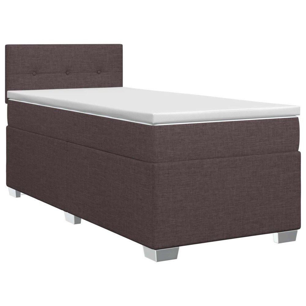vidaXL Kontinentalsäng med madrass Mörkbrun 80 x 200 cm Tyg