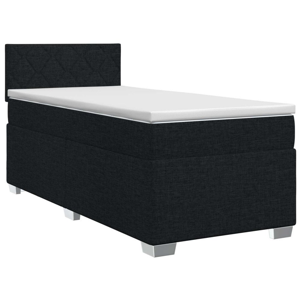 vidaXL Kontinentalsäng med madrass Svart 90 x 200 cm Tyg