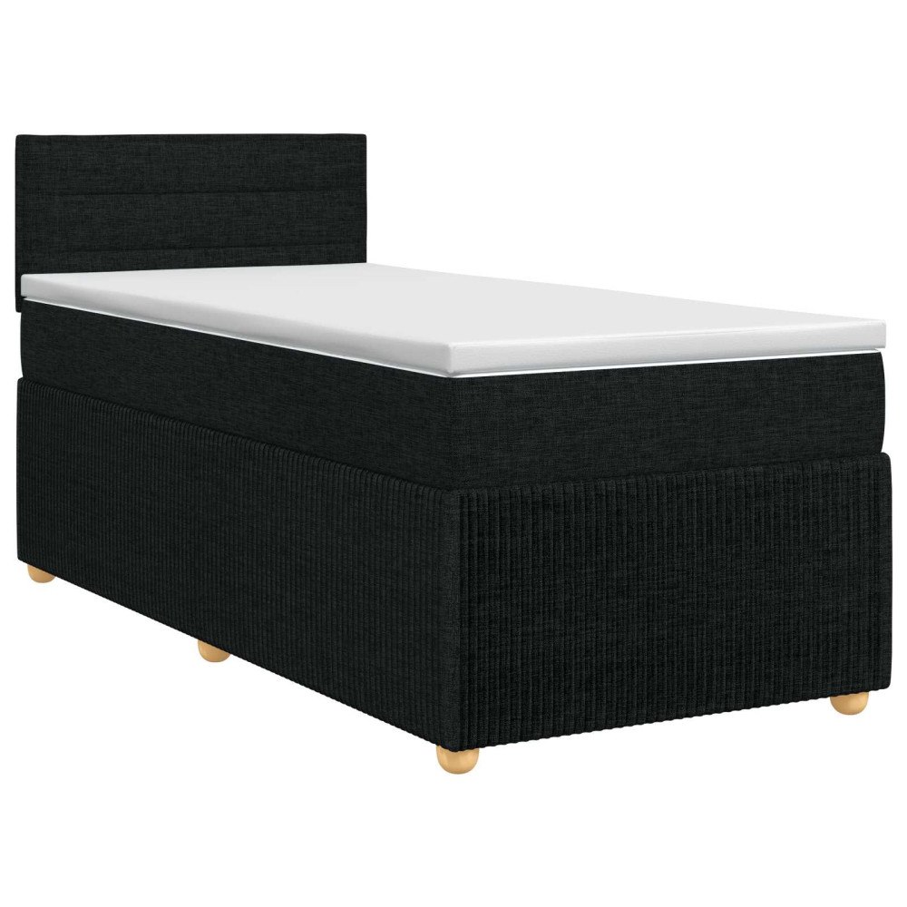 vidaXL Kontinentalsäng med madrass Svart 90 x 200 cm Tyg