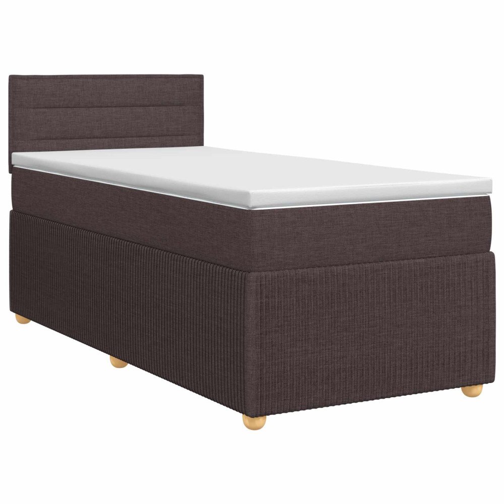 vidaXL Kontinentalsäng med madrass Mörkbrun 90 x 200 cm Tyg