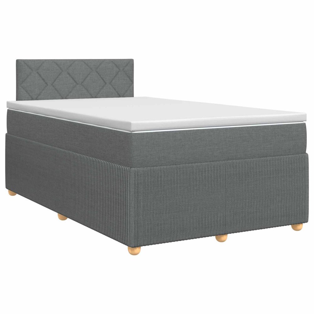 vidaXL Kontinentalsäng med madrass Mörkgrå 120 x 200 cm Tyg