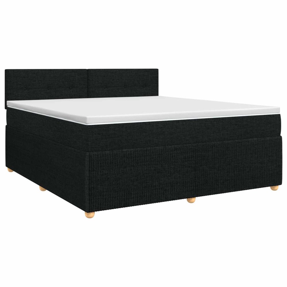 vidaXL Kontinentalsäng med madrass Svart 180 x 200 cm Tyg