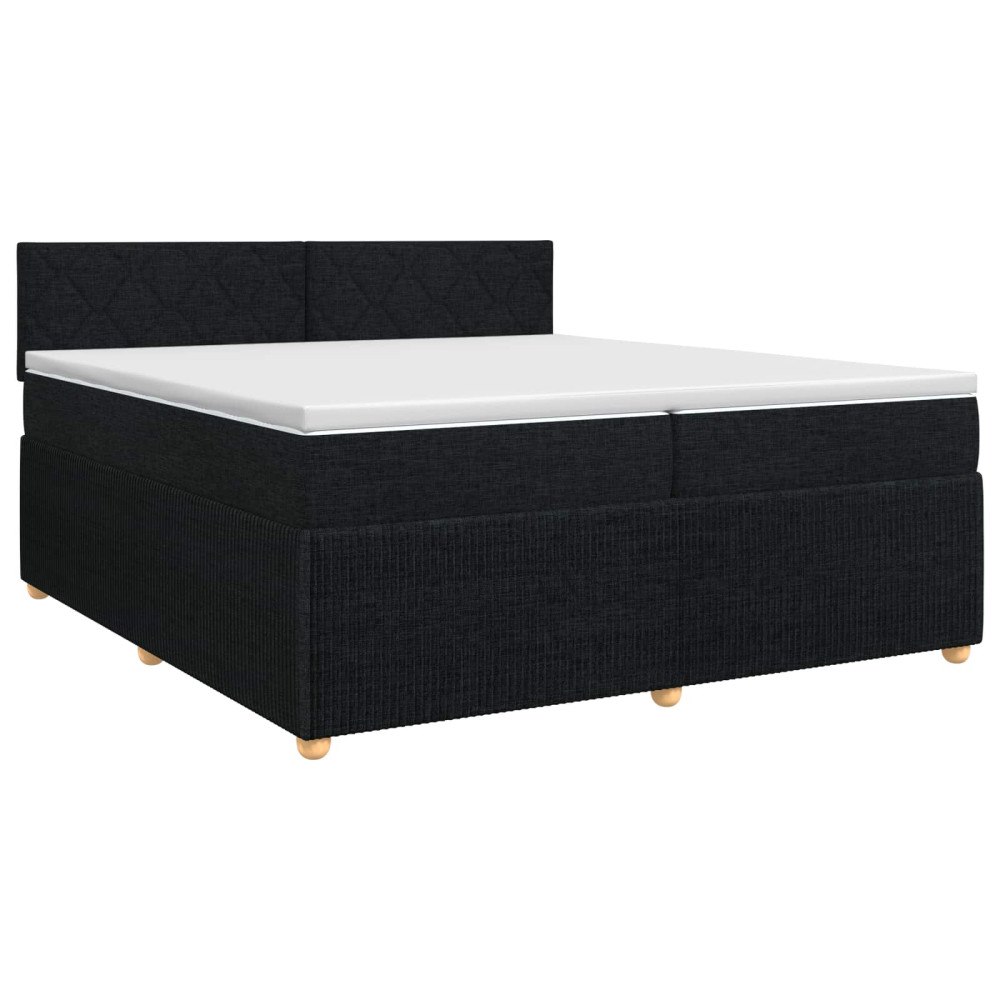 vidaXL Kontinentalsäng med madrass Svart 200 x 200 cm Tyg