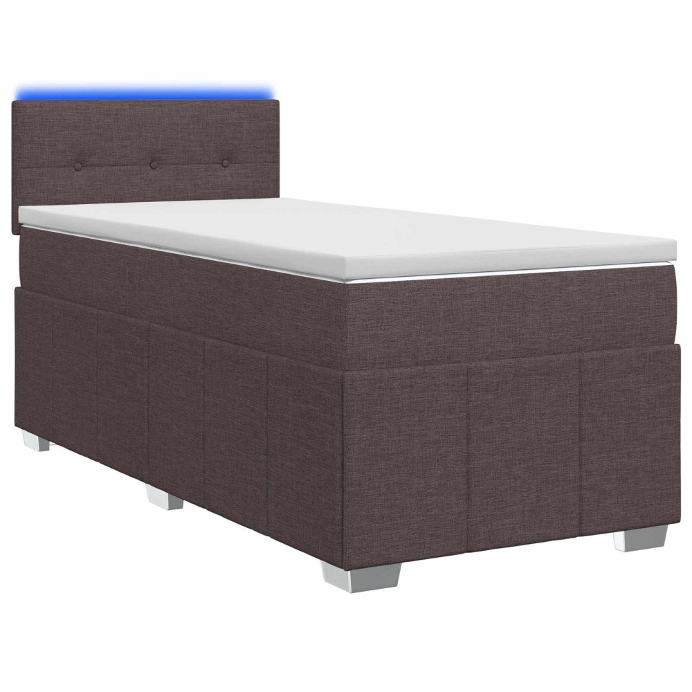 vidaXL Kontinentalsäng med madrass Mörkbrun 90 x 200 cm Tyg