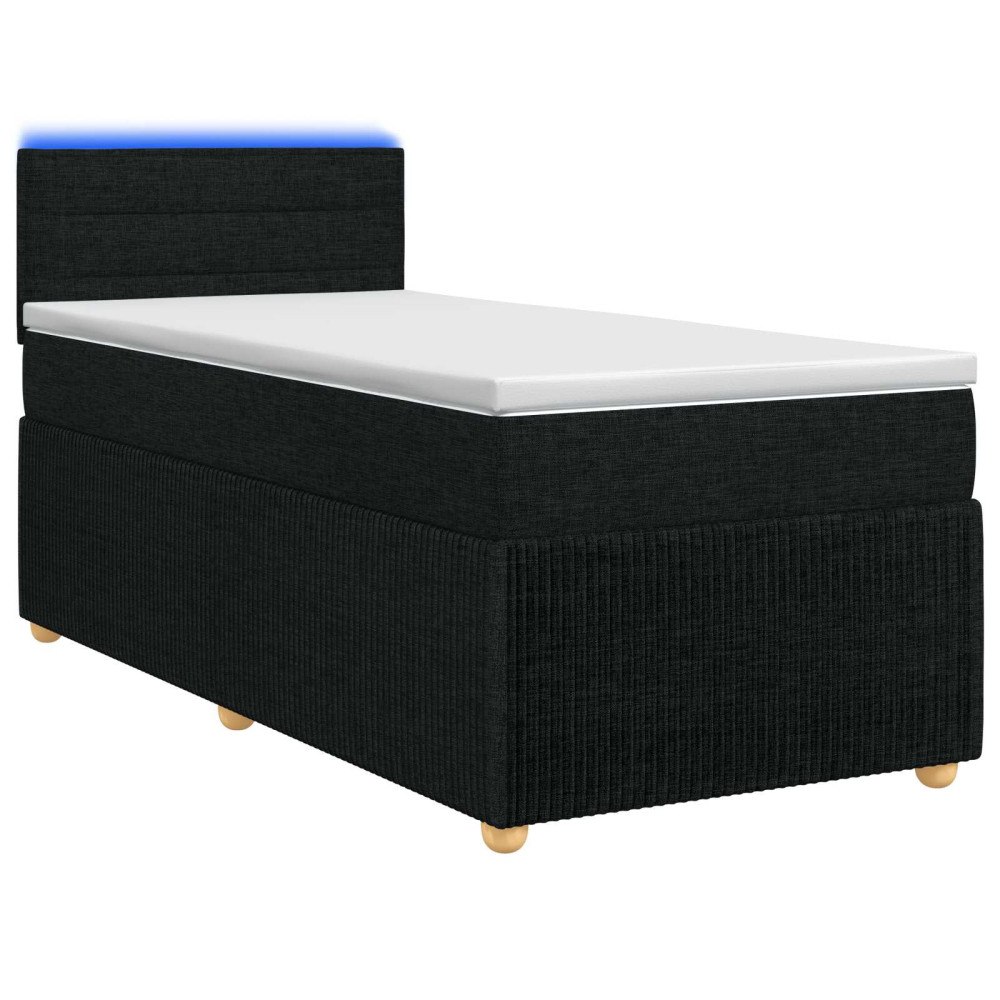 vidaXL Kontinentalsäng med madrass Svart 90 x 200 cm Tyg