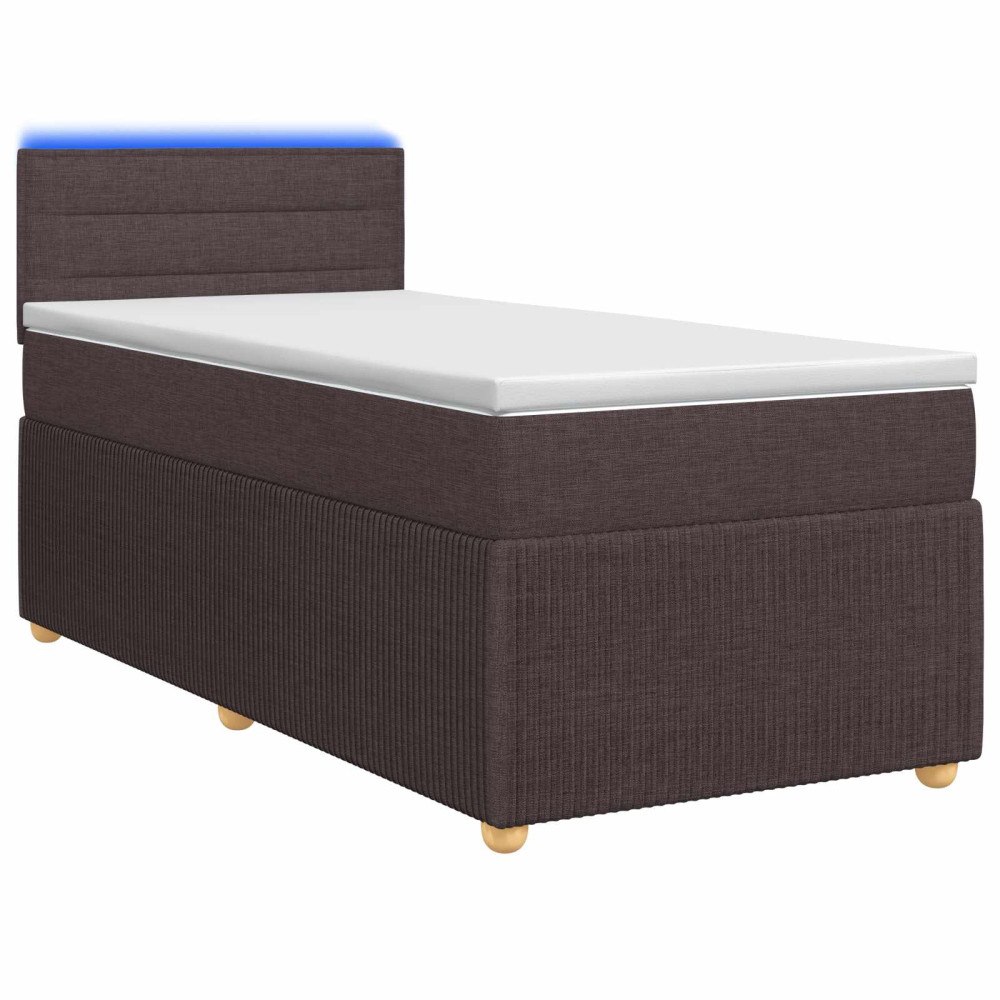 vidaXL Kontinentalsäng med madrass Mörkbrun 90 x 200 cm Tyg