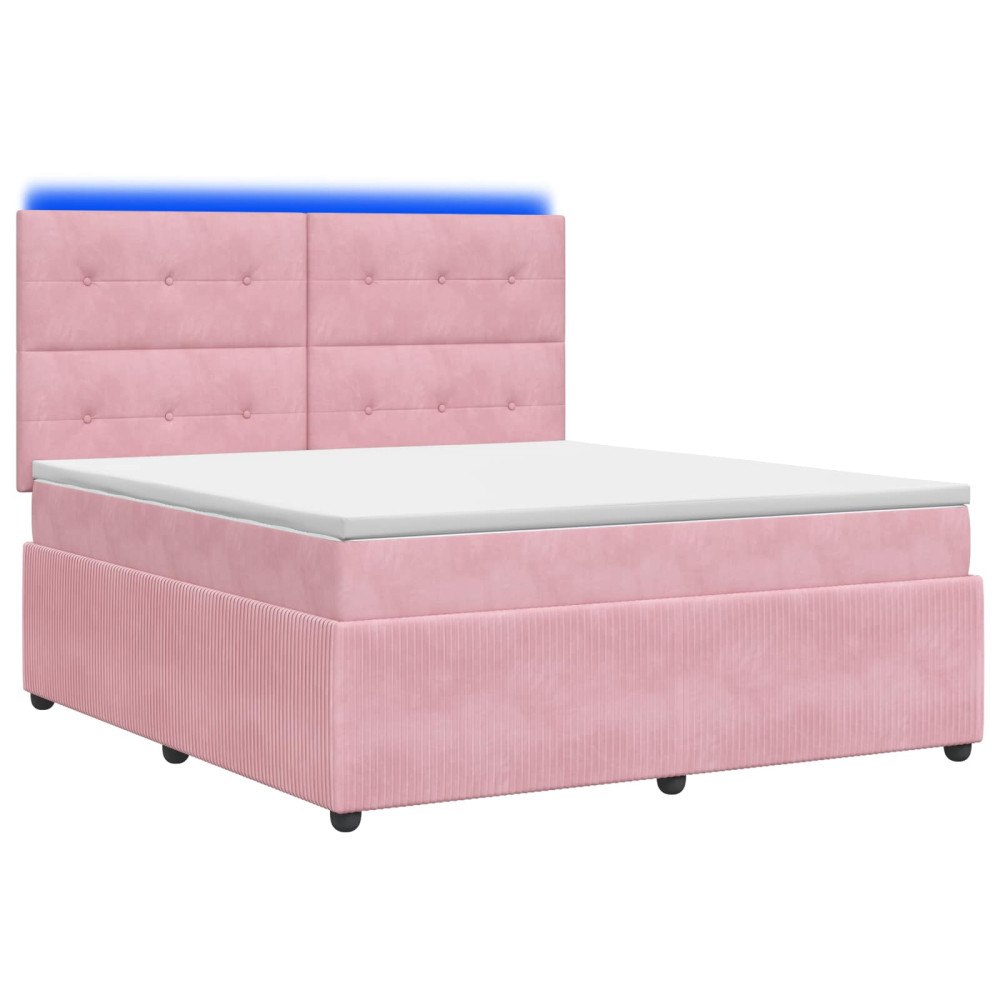 vidaXL LED sängram med madrass med huvudgavel Rosa 160 x 200 cm Sammet