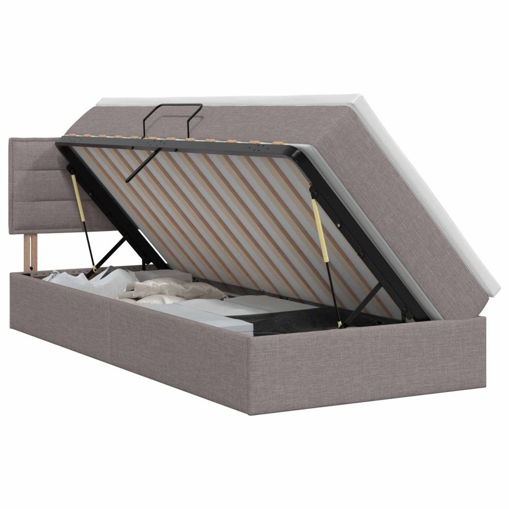 vidaXL Förvaringssäng med madrass Taupe 90 x 200 cm Sammet