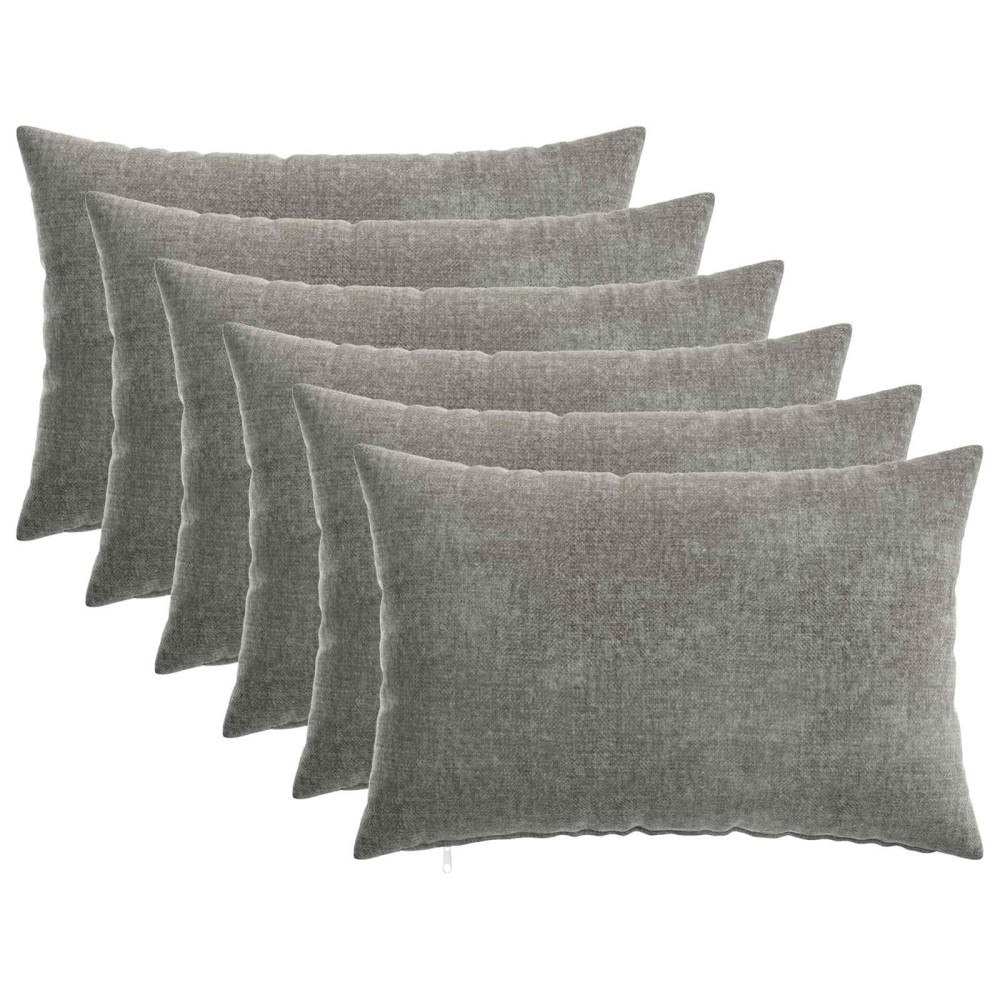 vidaXL Kuddöverdrag 6 st HEERLEN Mörkgrå 30 x 50 cm Chenilletyg