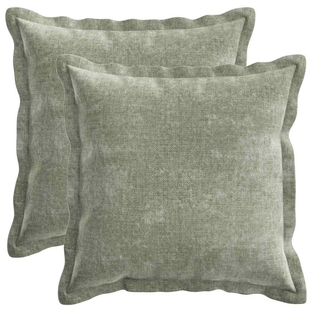 vidaXL Kuddöverdrag 2 st HOUTEN Grön 45 x 45 cm Chenilletyg