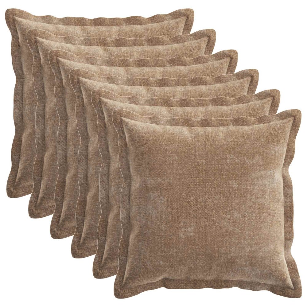 vidaXL Kuddöverdrag 6 st HOUTEN Brun 50 x 50 cm Chenilletyg