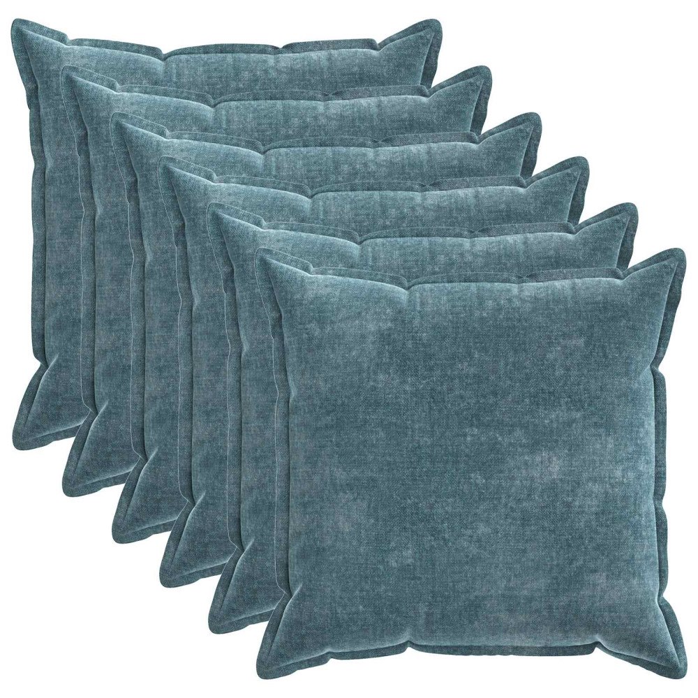 vidaXL Kuddöverdrag 6 st HOUTEN Blå 70 x 70 cm Chenilletyg