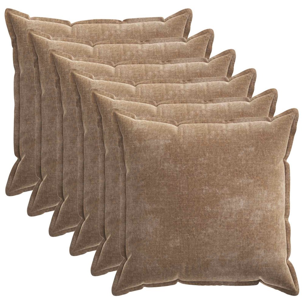 vidaXL Kuddöverdrag 6 st HOUTEN Brun 80 x 80 cm Chenilletyg