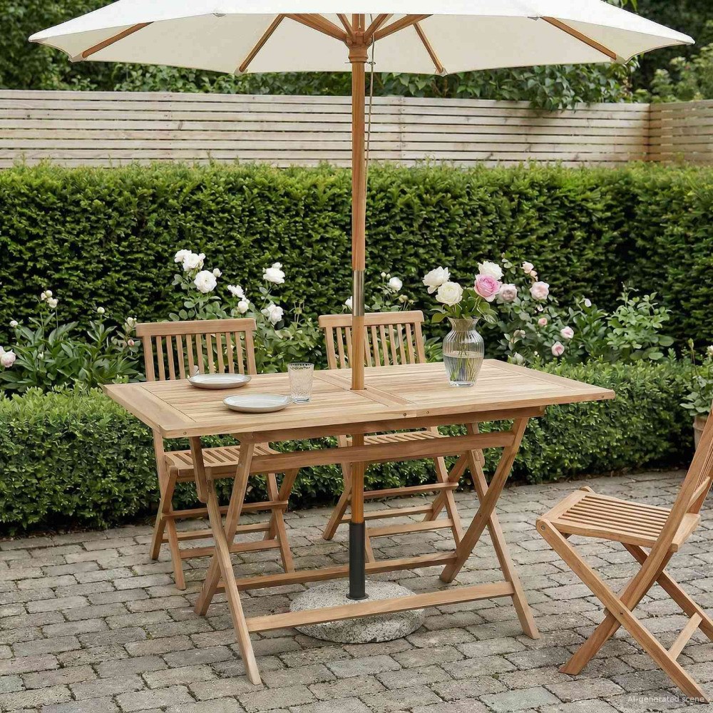 vidaXL Hopfällbart trädgårdsbord Naturlig 120 x 70 x 75,5 cm