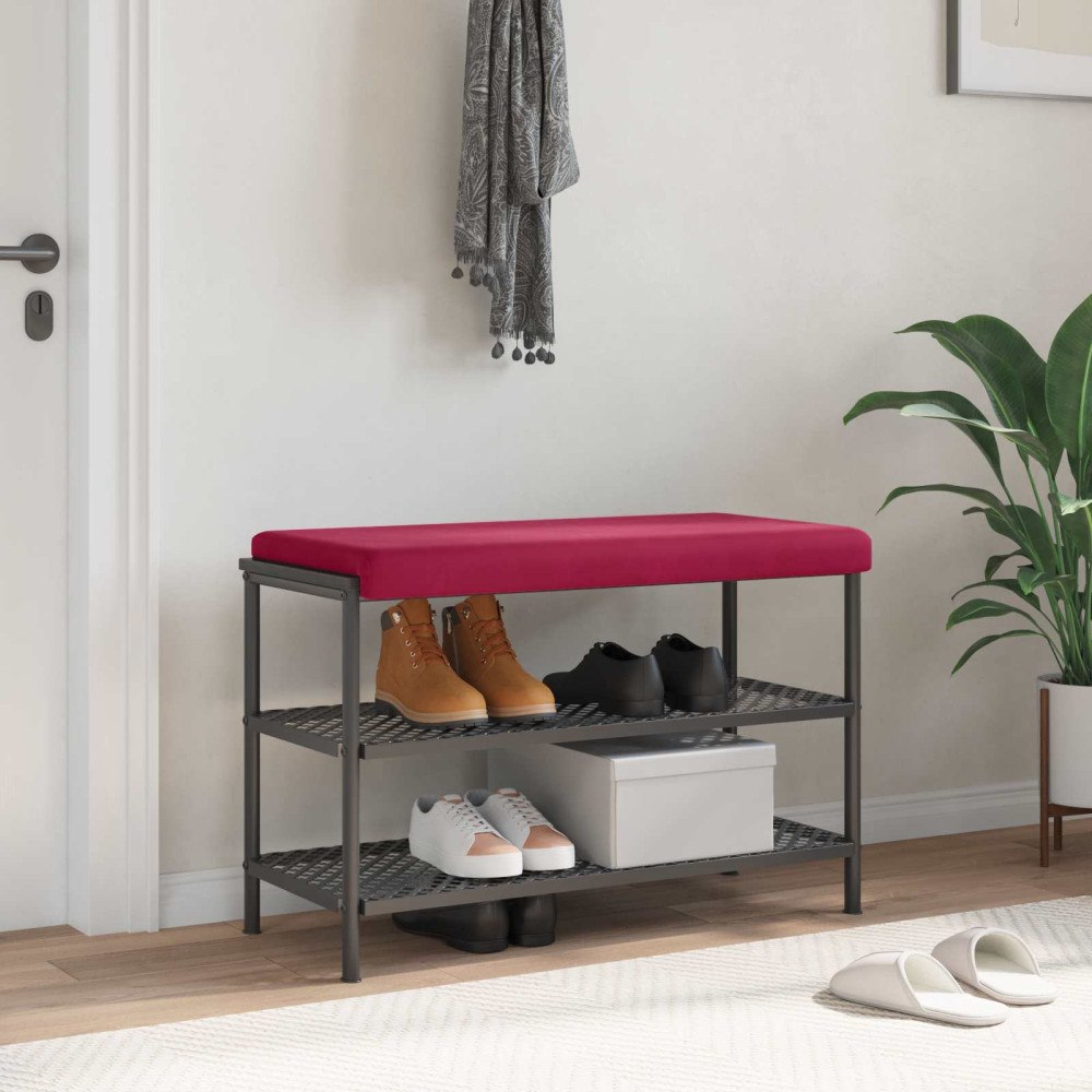 vidaXL Bänk kudde Sammet Vinröd Djup 35 cm