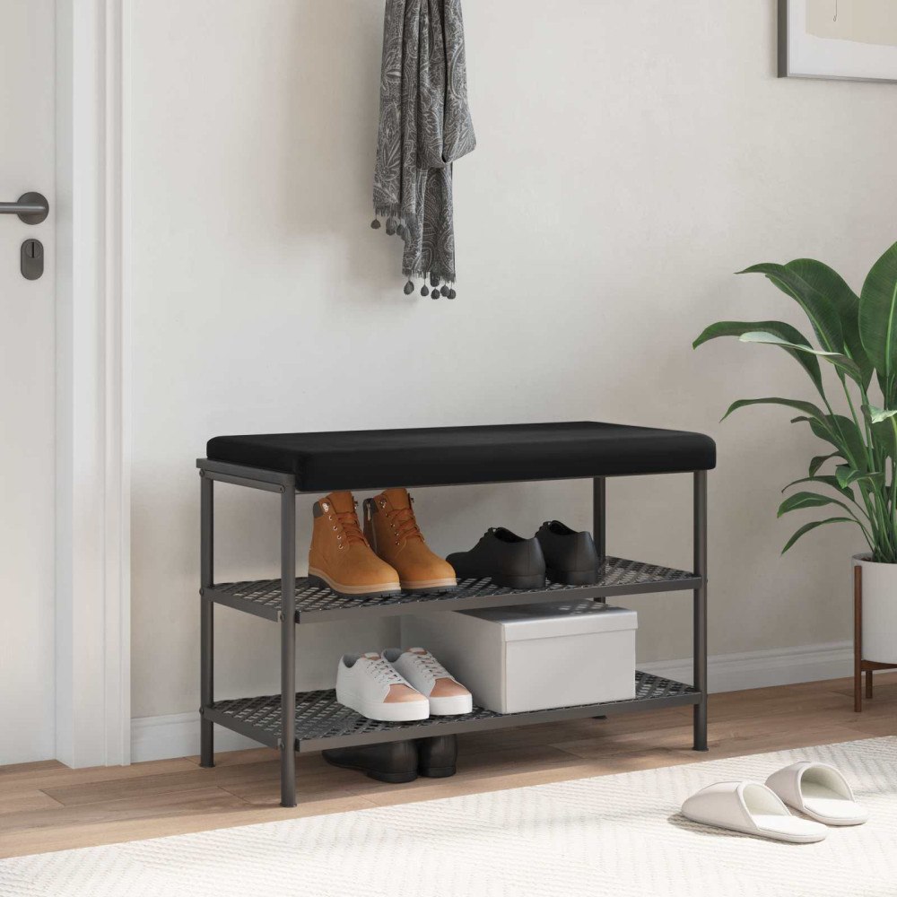 vidaXL Bänk kudde Sammet Svart Djup 35 cm