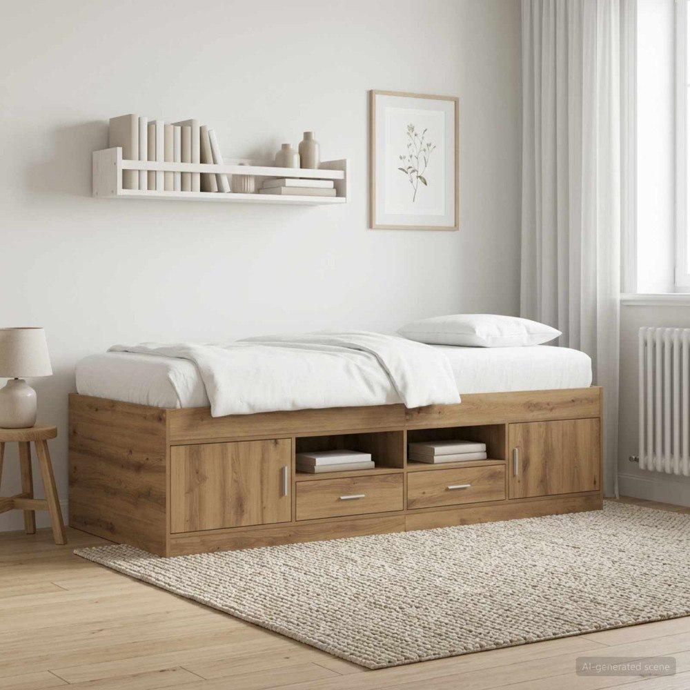 vidaXL Sängram med förvaring Artisan-ek 80 x 200 cm Konstruerat trä