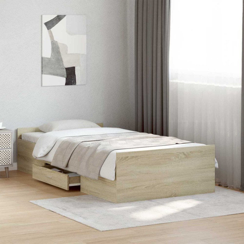 vidaXL Sängram med förvaring Sonoma-ek 80 x 200 cm Konstruerat trä