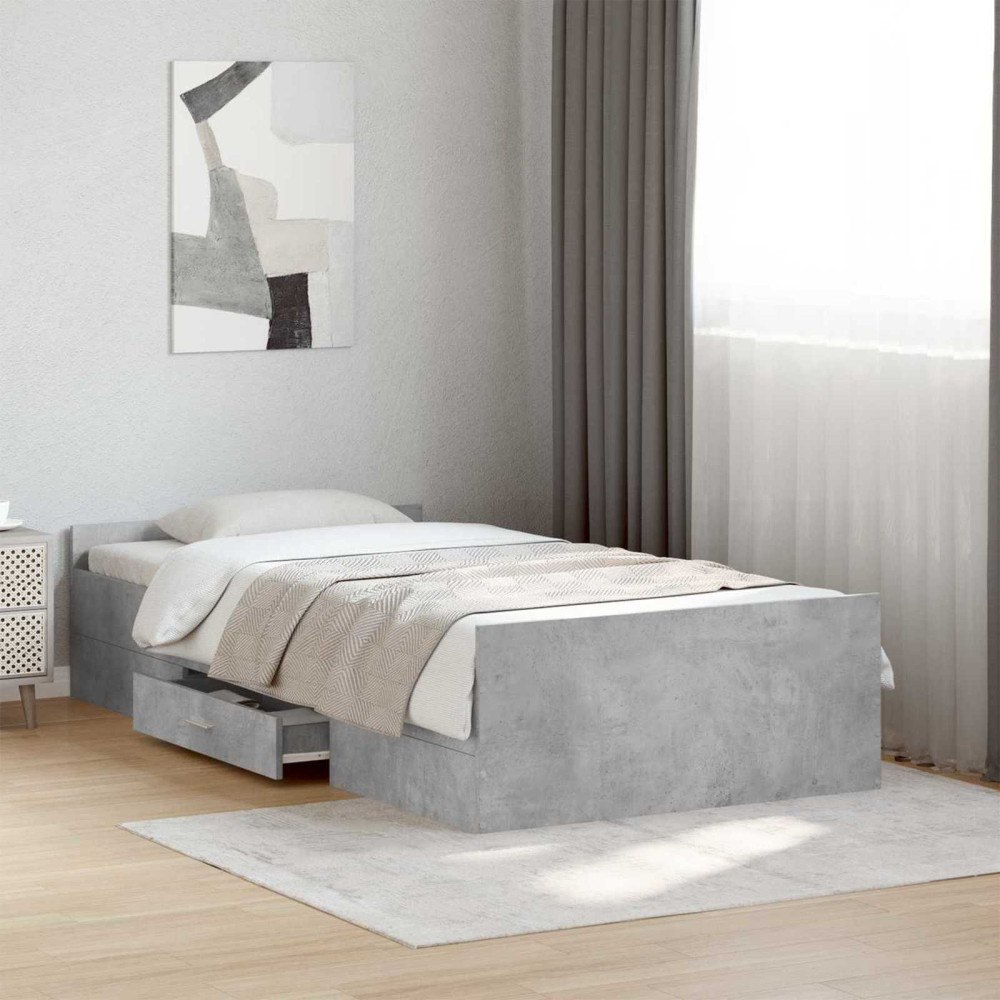 vidaXL Sängram med förvaring Betonggrå 80 x 200 cm Konstruerat trä