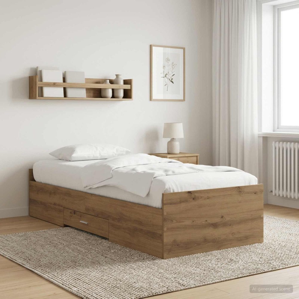 vidaXL Sängram med förvaring Artisan-ek 80 x 200 cm Konstruerat trä