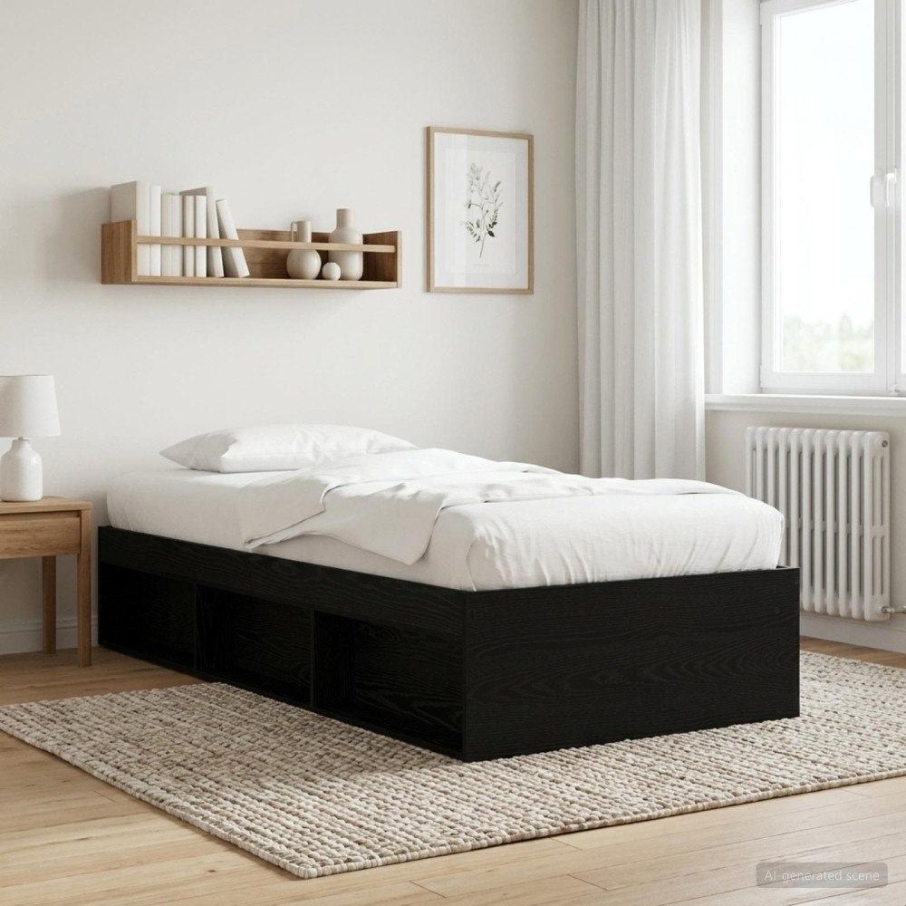vidaXL Sängram med förvaring Svart ek 80 x 200 cm Konstruerat trä