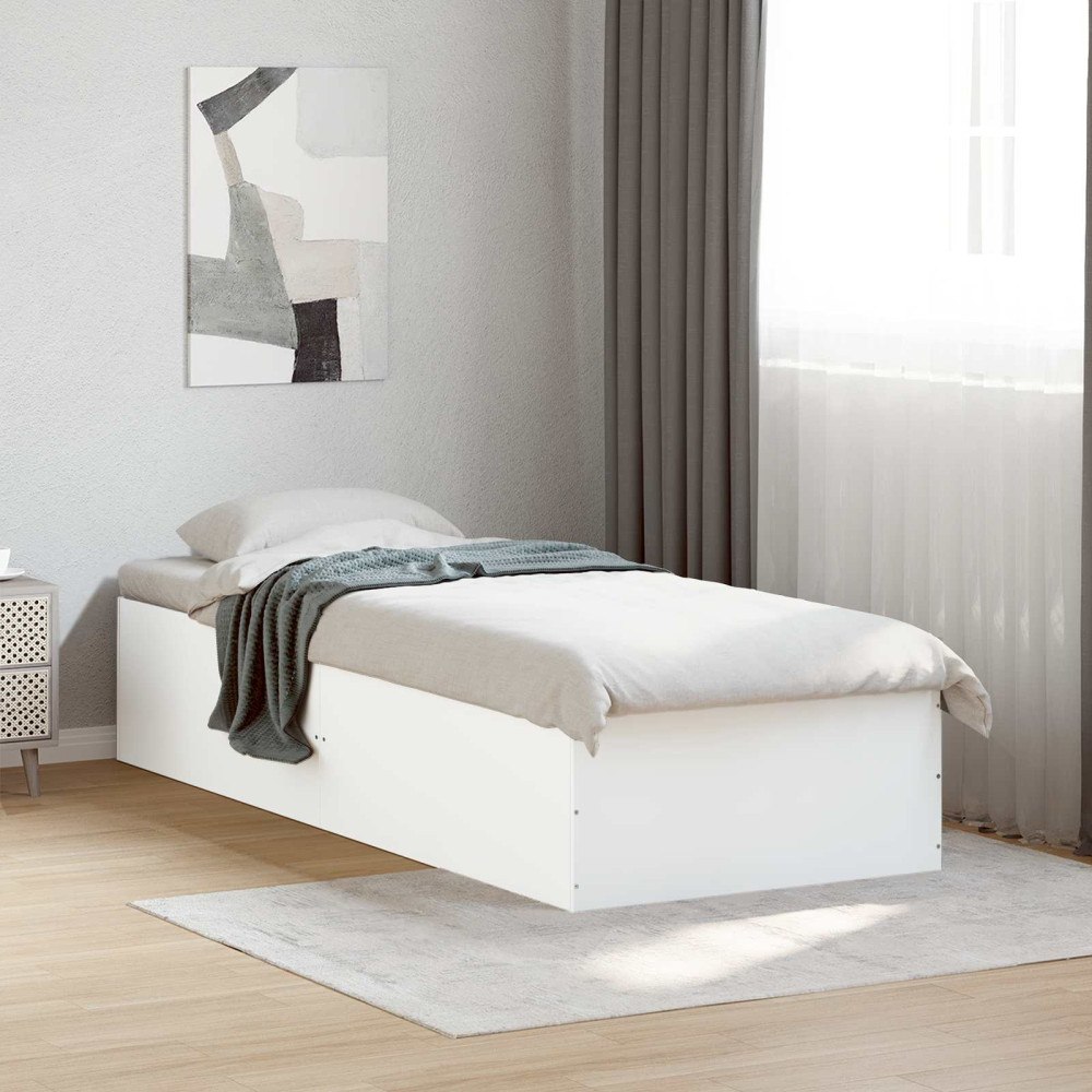 vidaXL Golvsängsram Vit 80 x 200 cm Konstruerat trä