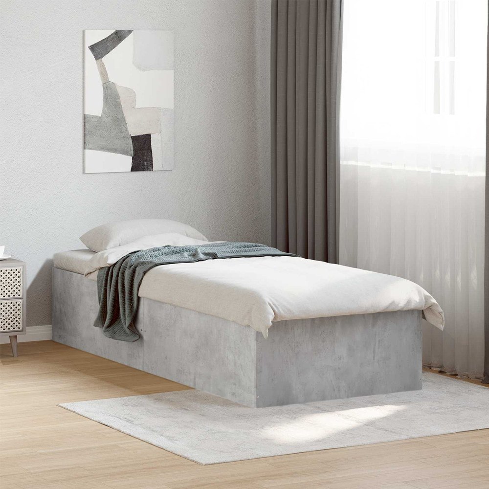 vidaXL Golvsängsram Betonggrå 80 x 200 cm Konstruerat trä