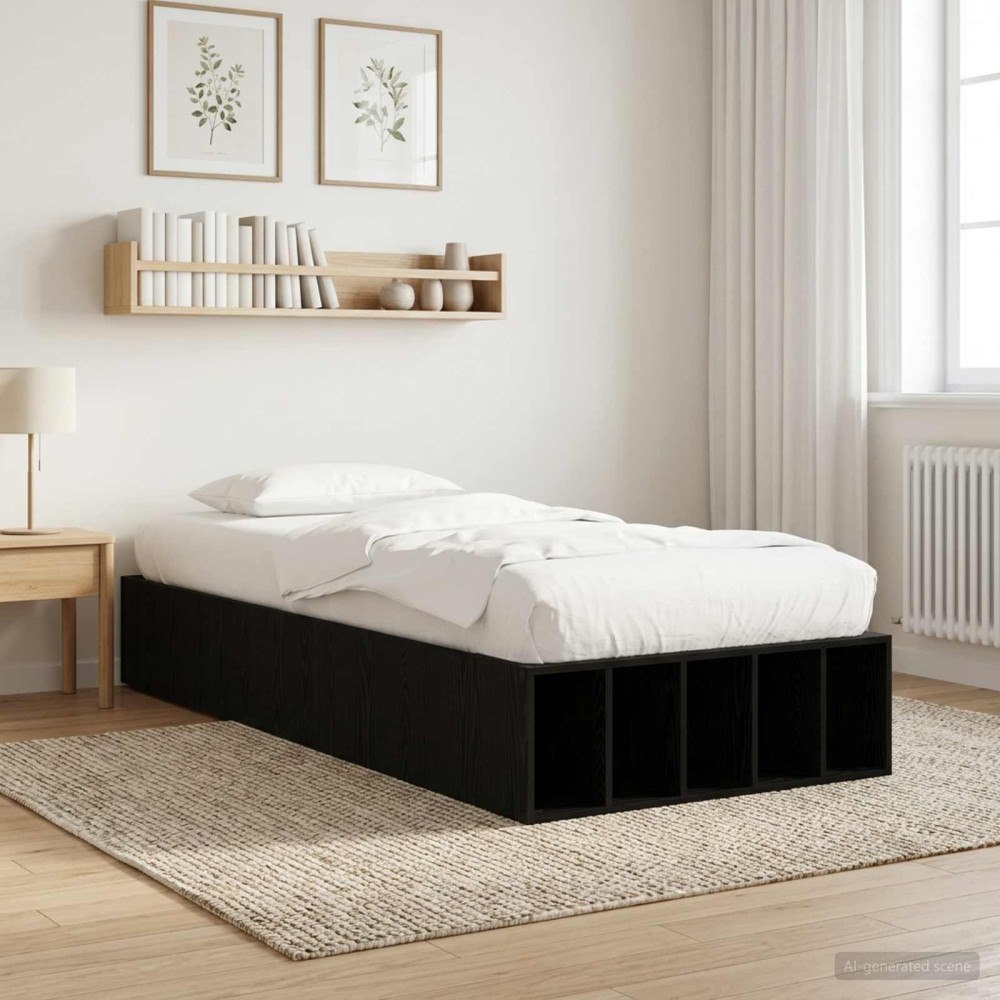 vidaXL Sängram med förvaring Svart ek 80 x 200 cm Konstruerat trä