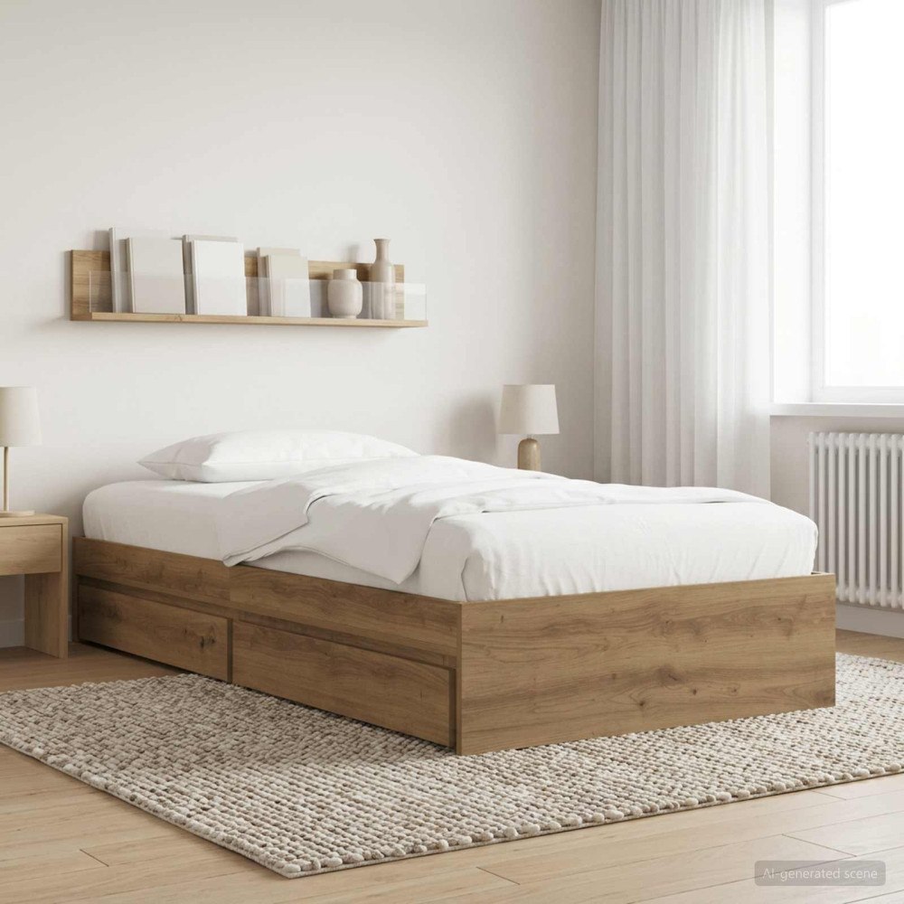 vidaXL Sängram med förvaring Artisan-ek 80 x 200 cm Konstruerat trä